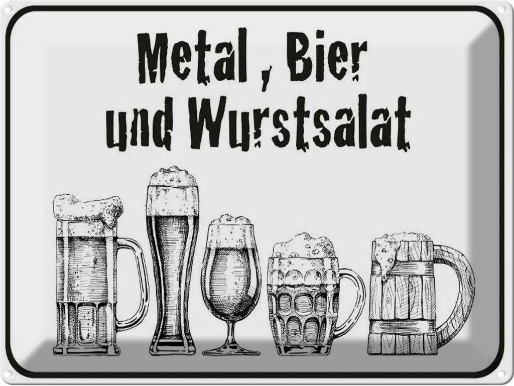 vianmo Blechschild 30x40 cm Bier und Wurstsalat Spruch Zitat