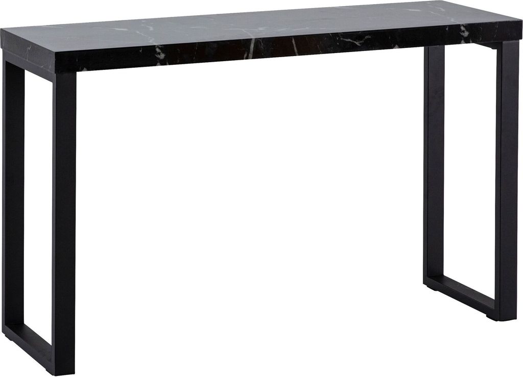 Konsolentisch Marmor-Optik Schwarz Hochglanz 120x40x76 cm Design Anrichte Flur, Ablagetisch Schmal, Flurtisch mit Metallbeine, Dielentisch Lang Hoc...