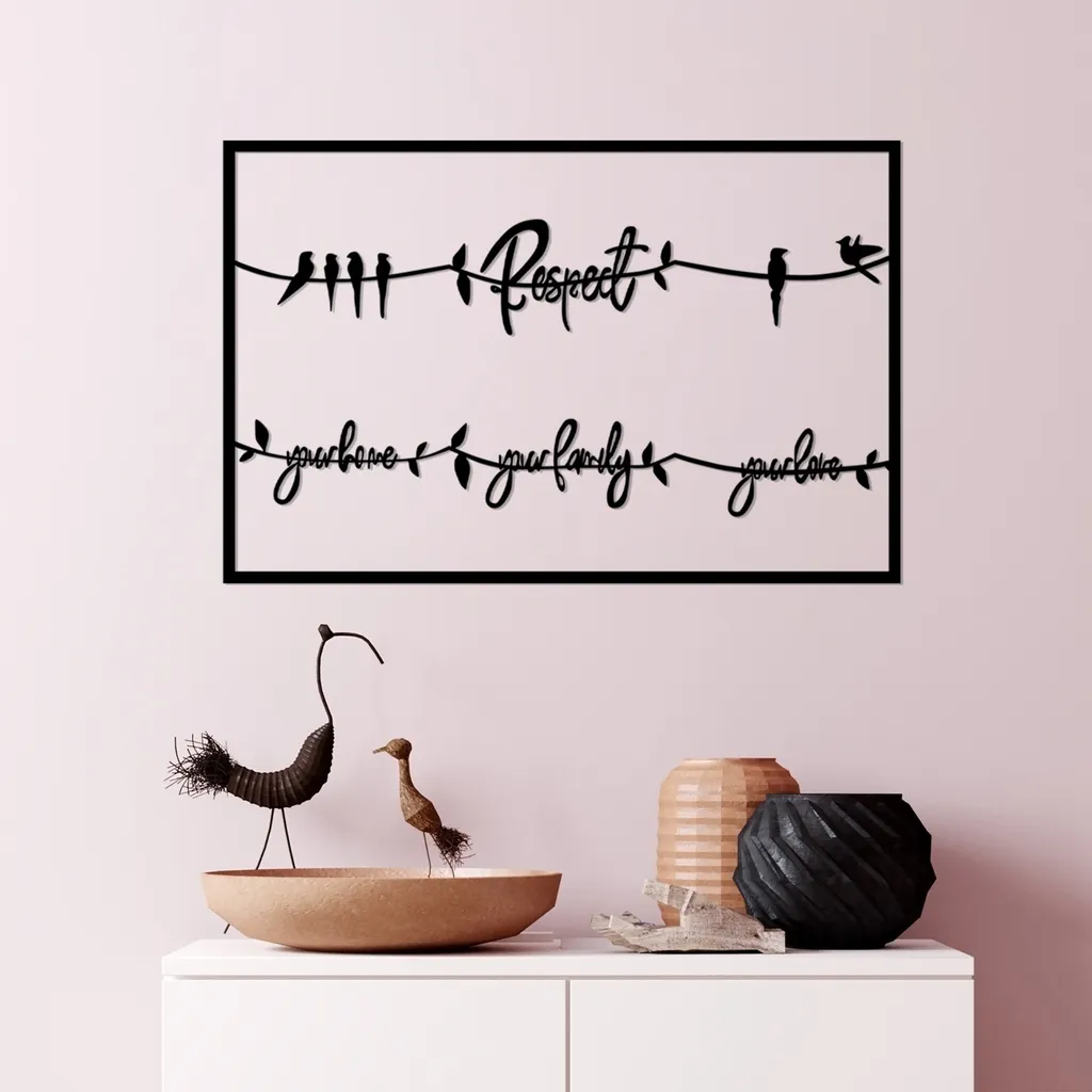 Vallesità Rispetto: Pannello Decorativo in Metallo Nero 75x45cm