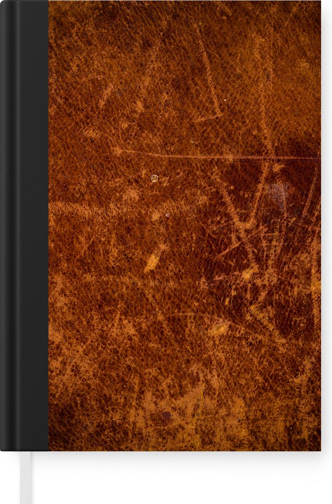 MuchoWow Notizbuch Tagebuch Haushaltsbuch Notebook A5 Leder - Lederoptik - Braun - Orange - Notizblock - Notizheft - Notebook - Schreibblock - Pa...