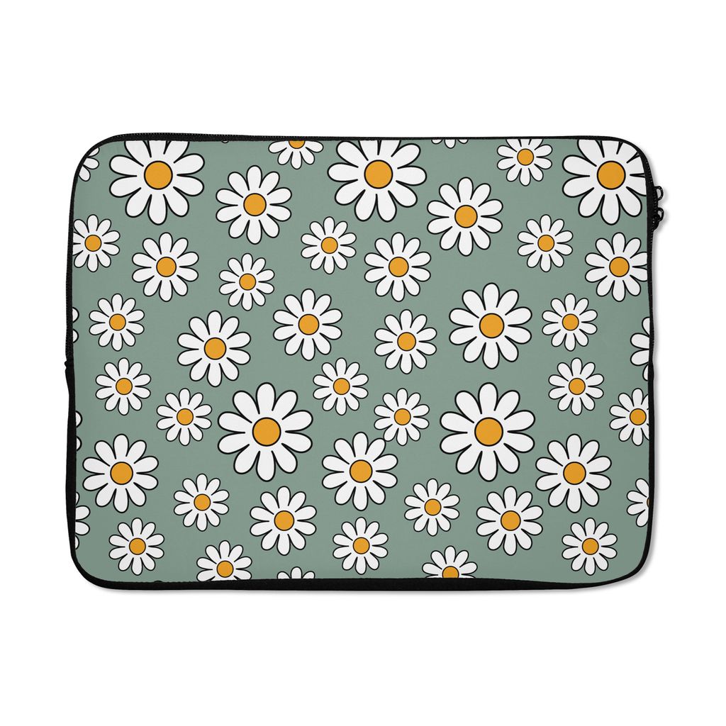 MuchoWow Laptop Hülle 15 Zoll Schnittmuster - Vintage - Blumen - Gänseblümchen Laptoptasche - Laptoptasche - Sleeve - Rundum-Schutz