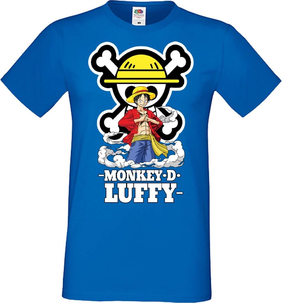 Herren T-Shirt Manga Anime One Manga Piece Anime 07 Monkey Straw, Man L / Blau