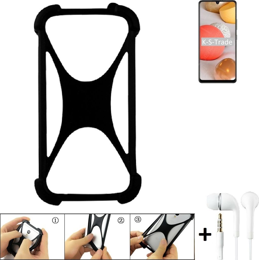 K-S-Trade Handy-Hülle + headphones kompatibel mit Samsung Galaxy M42 5G Schutz-Hülle Bumper Silikon Cover Case Silikoncase Silikonbumper TPU