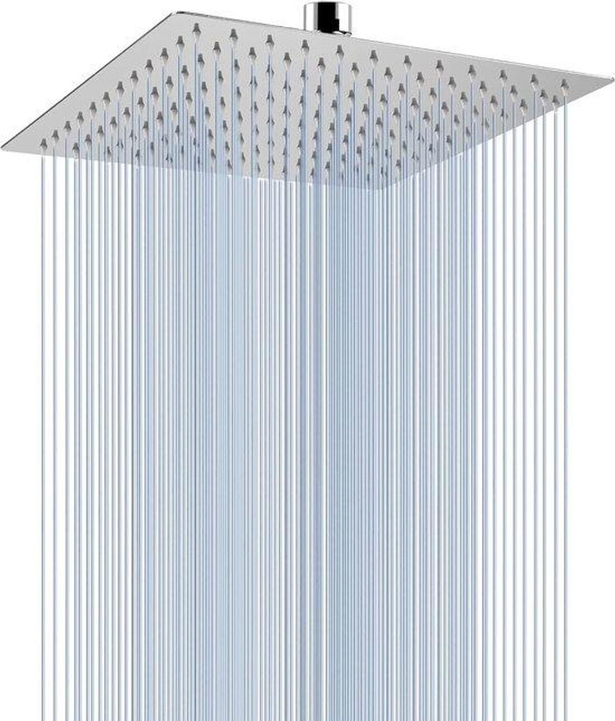 Famanu Duschkopf Quadratisch 25 cm - Verchromt, Hochdruck, Selbstreinigend