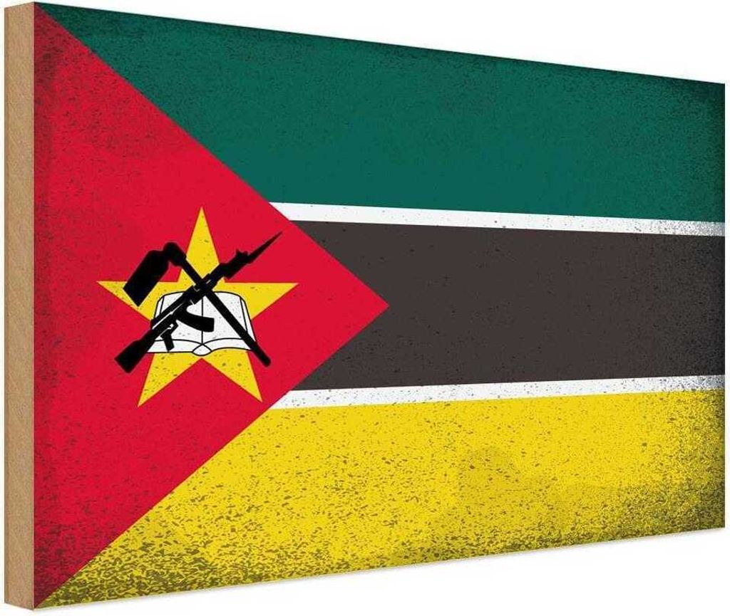 vianmo Holzschild 20x30 cm Mosambik Mozambique Vintage Flagge Fahne Wappen