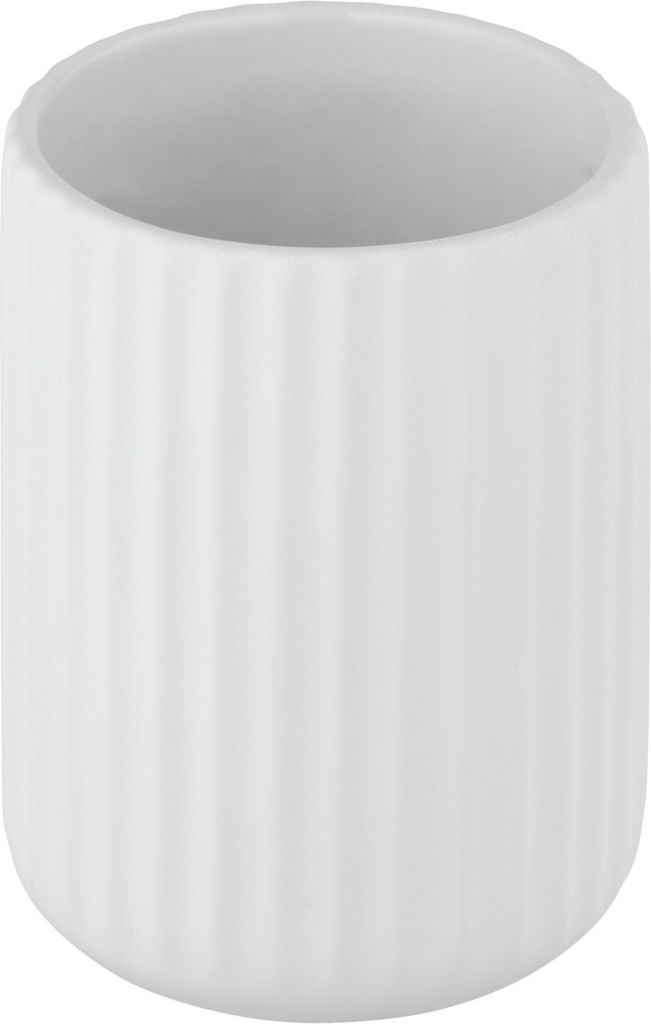WENKO Keramik Zahnputz Becher Zahnbürsten Halter BELLUNO Weiß Bad Accessoires WC