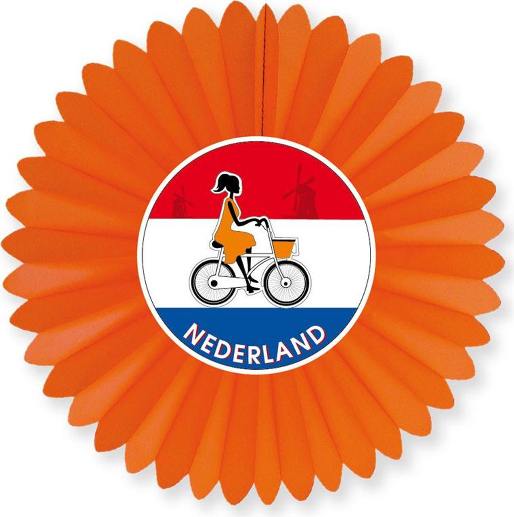 Dekofächer Niederlande mit Radfahrerin, einseitig, 60 cm