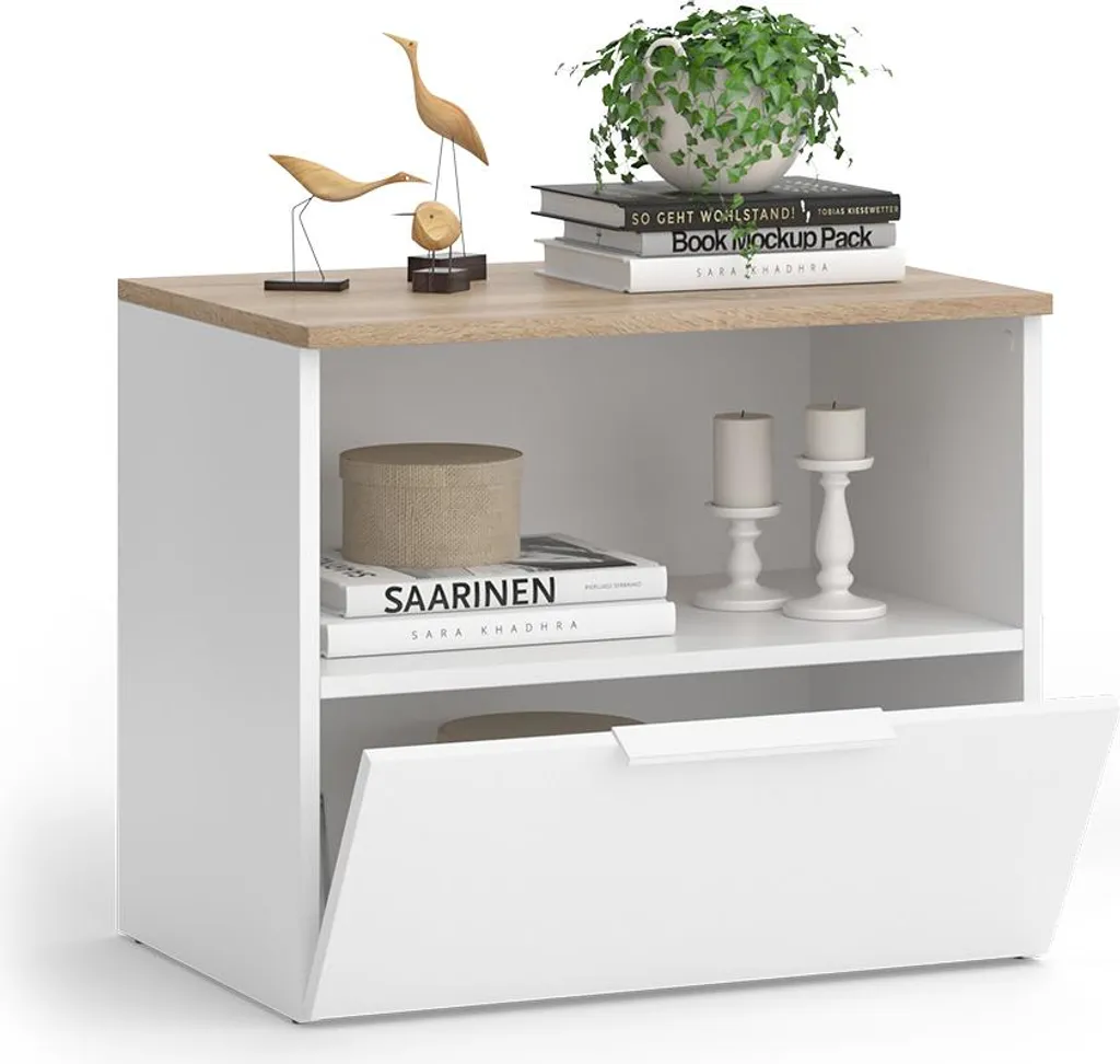 Petit meuble de rangement bas Vicco Wido 60 cm blanc et bois Sonoma - 6