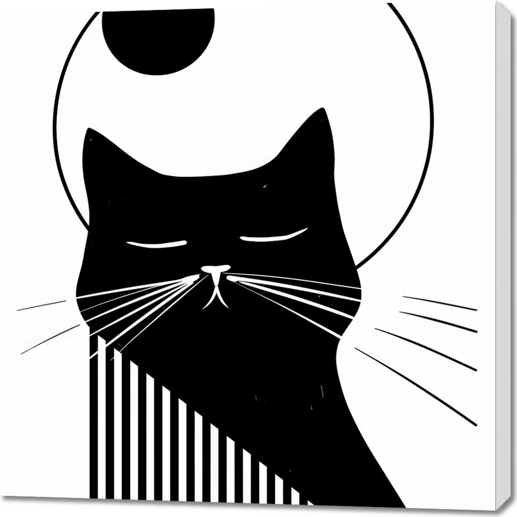 Toile Imprimée Chat 90x90 cm - Déco Murale Art Abstrait Nocturne Chat