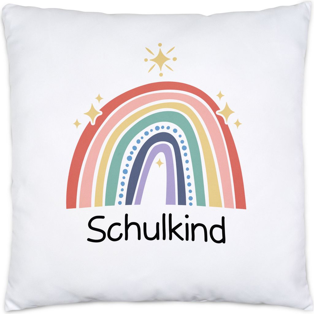 Schulkind Kissen Inkl. Füllung Einschulungsgeschenk Grundschule 1. Klasse Schulstart Sterne Regenbogen
