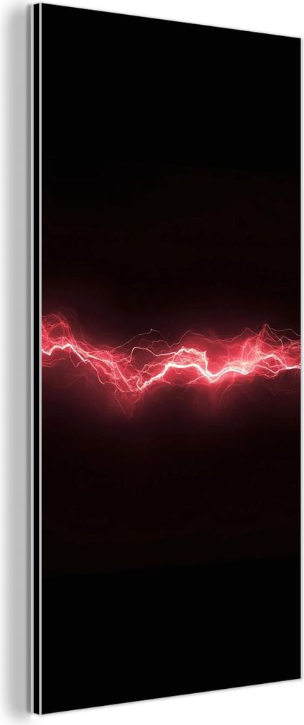 MuchoWow Wanddekoration Metall Metallbild Wandkunst 20x40 cm Spiele - Rot - Elektrizität - Energie - Linie MuchoWow Aluminium Gemälde - Aluminium...