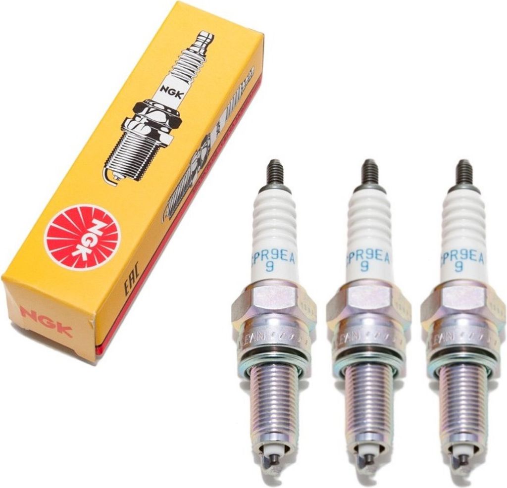 NGK Zündkerzen Set 3x CPR9EA-9 Zündkerze entstört, 19,0mm Langgewinde Ø 10,0mm, 2308