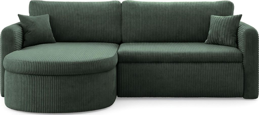 Ecksofa in L-Form mit Schlaffunktion & Stauraum – Universell Montiebar Rechts/Links 4-Sitzer Schlafsofa inkl. 2 Dekokissen und Rückenkissen 250 ...