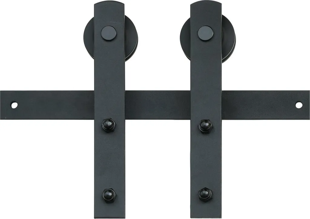 Système de rail pour porte de grange robuste 244 cm suspendue noire