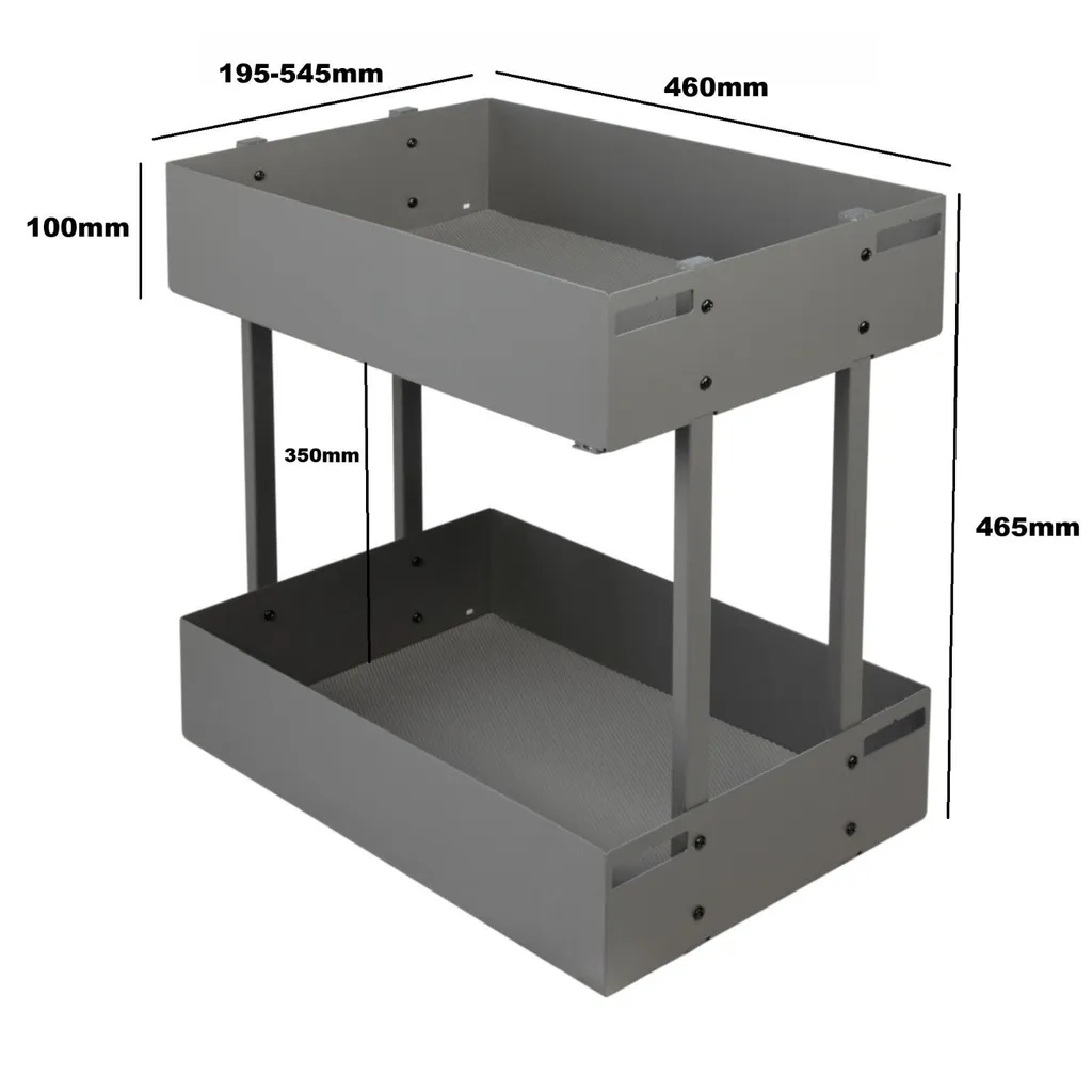 Coulissant meuble bas 25 cm anthracite 2 étages avec softclose