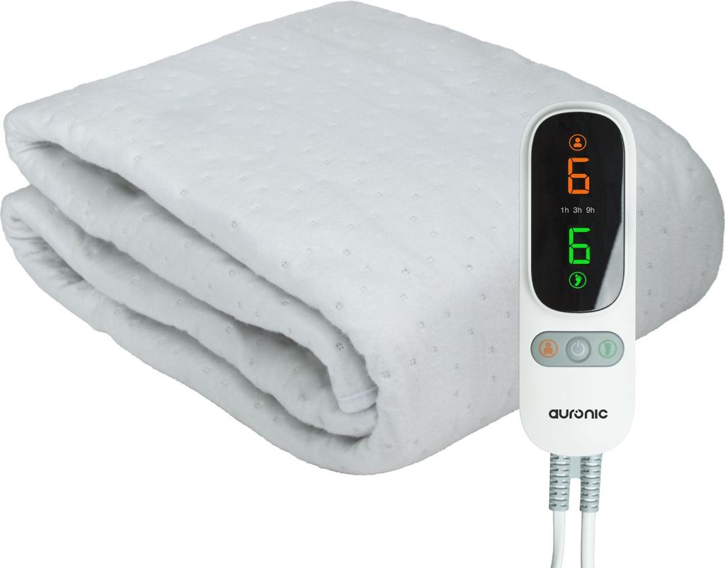 Auronic Elektrisches Wärmeunterbett XL - 190x90 cm - 1 Person - 2 Wärmezonen - Heizdecke - Weiß