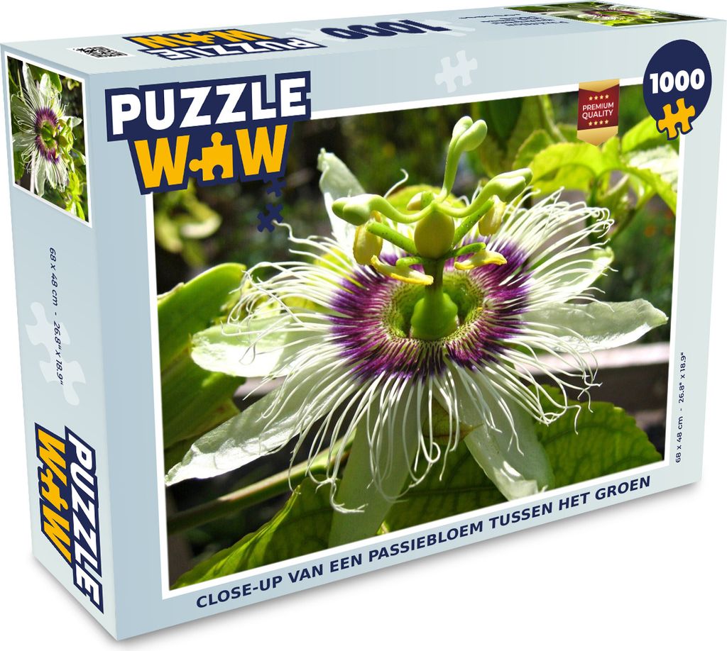 MuchoWow Puzzle 1000 Teile Nahaufnahme einer Passionsblume inmitten des Grüns - Erwachsene - Rätsel