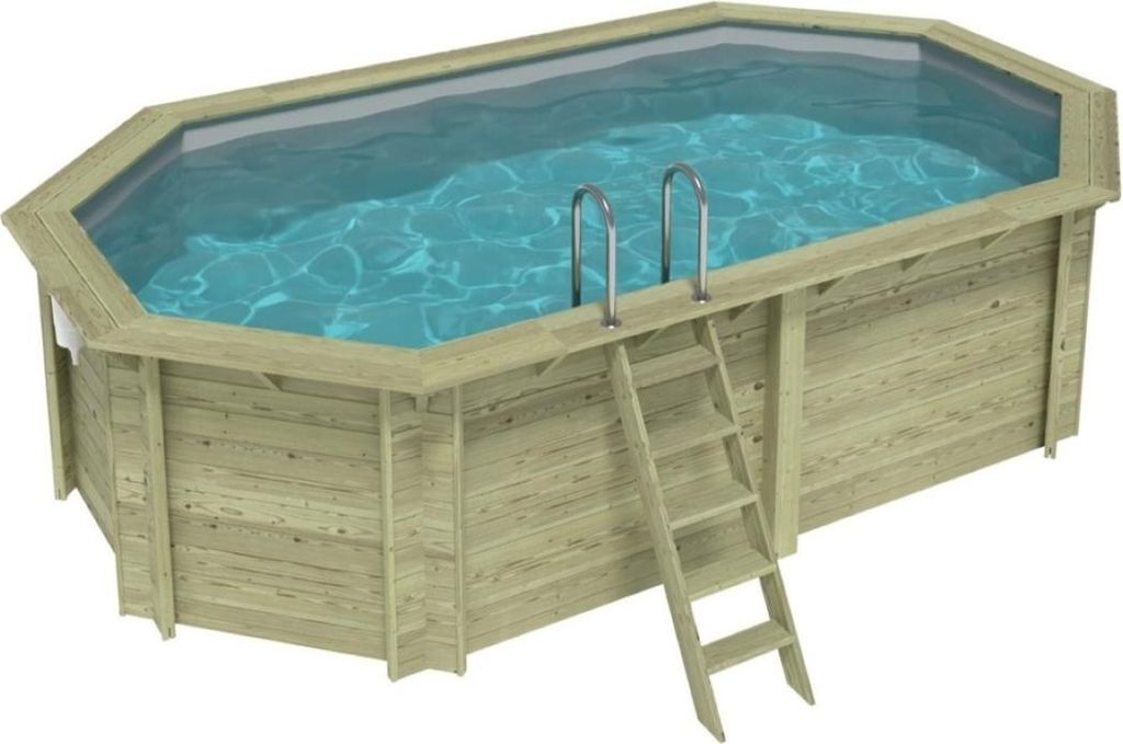 Pool NEMO 5.79 x 3.49 - H.1.45 m, grau, mit Stahlprofilen zum Einbetonieren