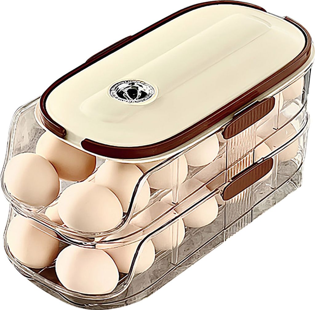Automatischer Eierbehälter zum Rollen, Kühlschrank-Aufbewahrungsbox, lebensmittelecht, BPA-frei, transparent, stapelbarer Kühlschrank-Organizer ...