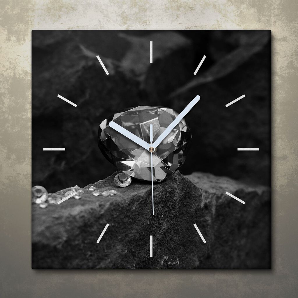Wohnzimmer Leinwand Uhr Geräuschlos Küche 30x30 Diamanten, Brillanten, Motive, Textur, weiße Zeiger