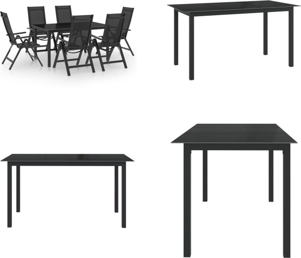 vidaXL 7 tlg. Garten Essgruppe Aluminium Anthrazit - Garten-Essgruppe - Garten-Essgruppen - Gartengarnitur - Gartengarnituren