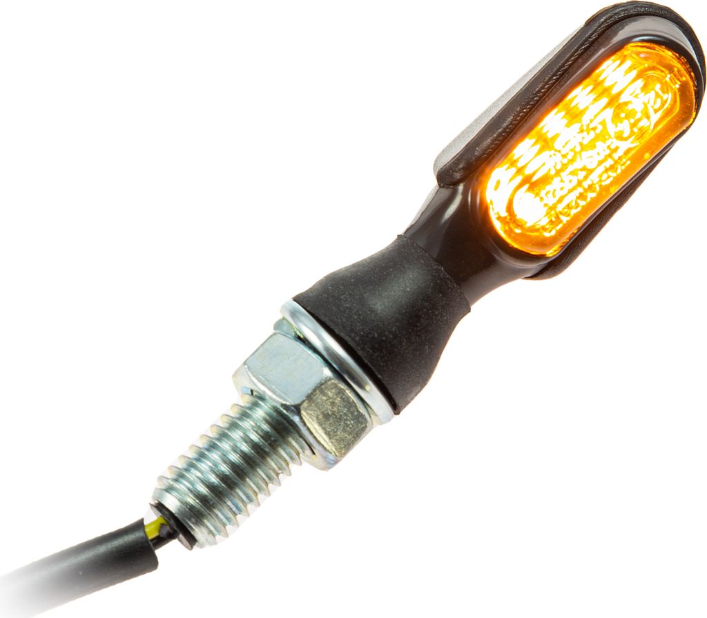 Universal Motorrad SMD-Blinker HEAT schwarz getönt M8 E- oval