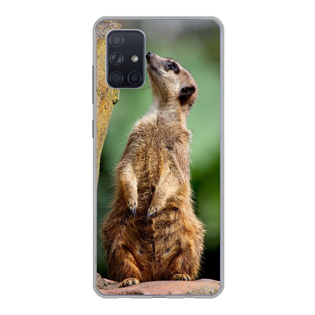 MuchoWow Handyhülle Schutzhülle Hülle für Samsung Galaxy A51 5G Erdmännchen - Tier - Rock Silikon Softcase Handy Hülle - Abbildung
