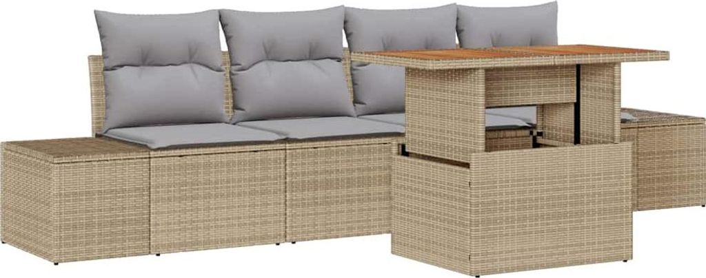 "WINTER SALE" Garten Essgruppe mit Kissen mit Kissen 5 pcs Beige und Grau - 100x55x73cm - Gartensofas NeuMöbel981377