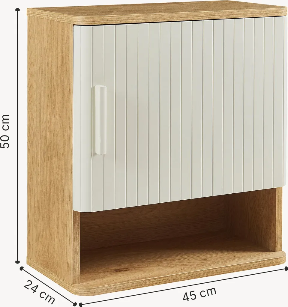 Armoire murale pour petits espaces 50cm chêne sable : rangement fermé - 5