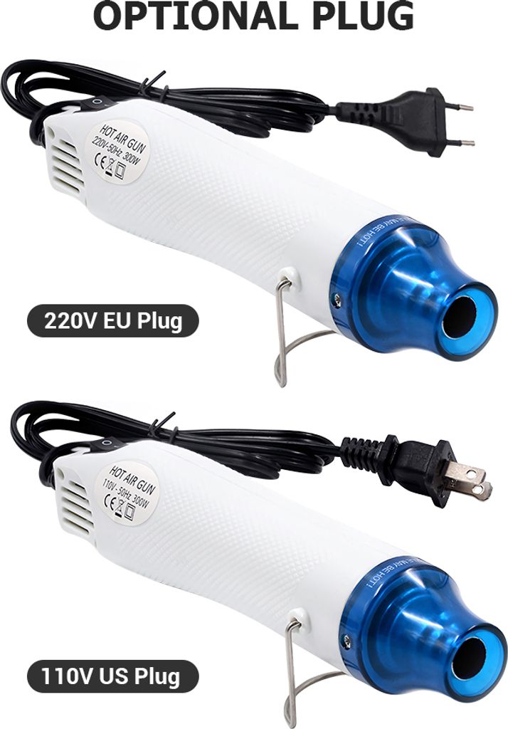 300W Heißluftmaschine Tragbare Heißluftpistole Heizung und Formgebung Werkzeug für weichen Ton Relief Pulver Schrumpfschlauch 220V EU Stecker