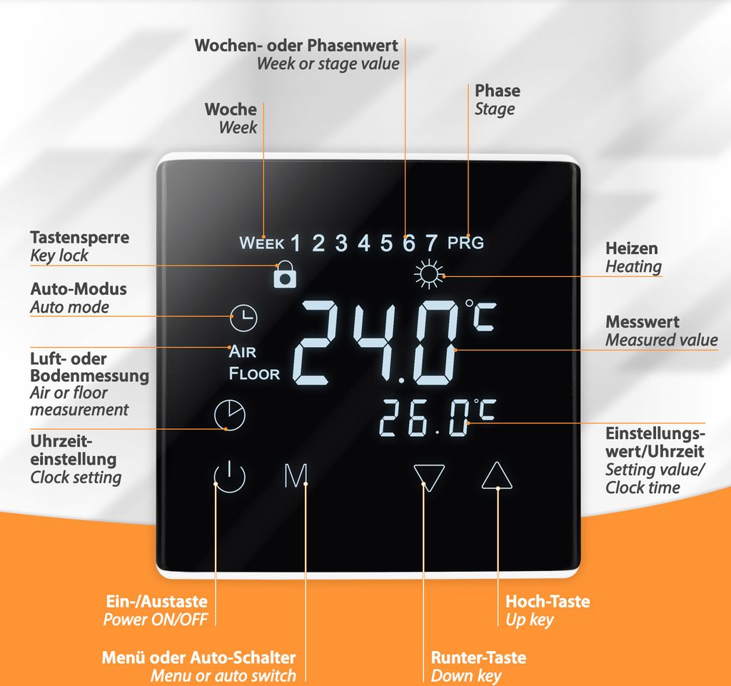 Dotykový termostat C17 pre elektrické podlahové vykurovanie Obrázok produktu 4