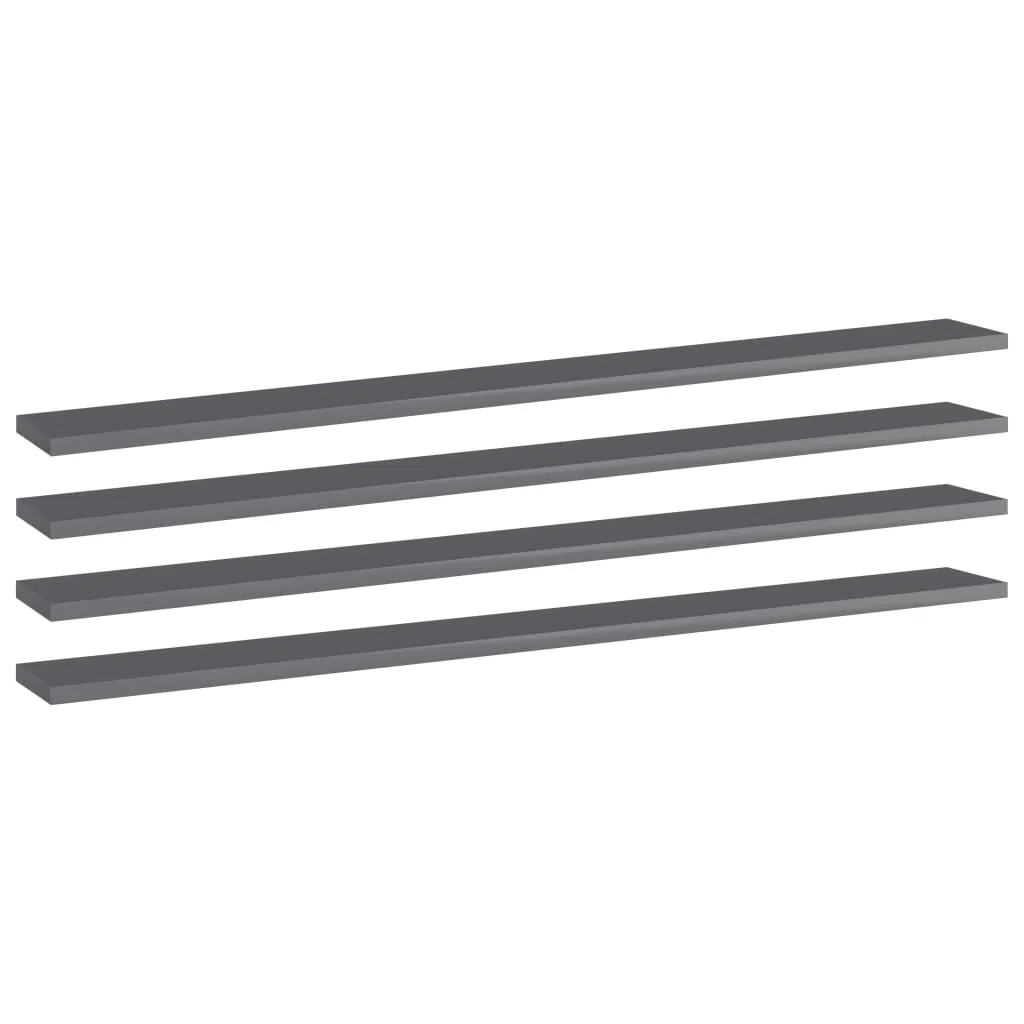 Étagères de rangement pour livres et déco gris brillant 100 cm lot 4