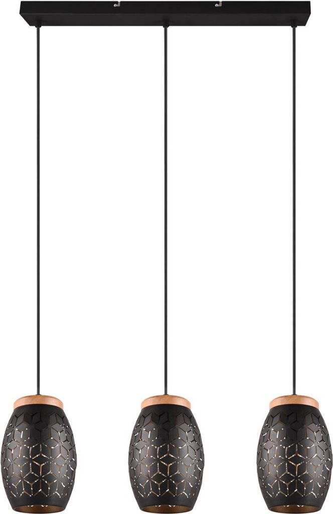 Suspension BIDAR noire 3xE27x28W en métal, dimensions : Image du produit 