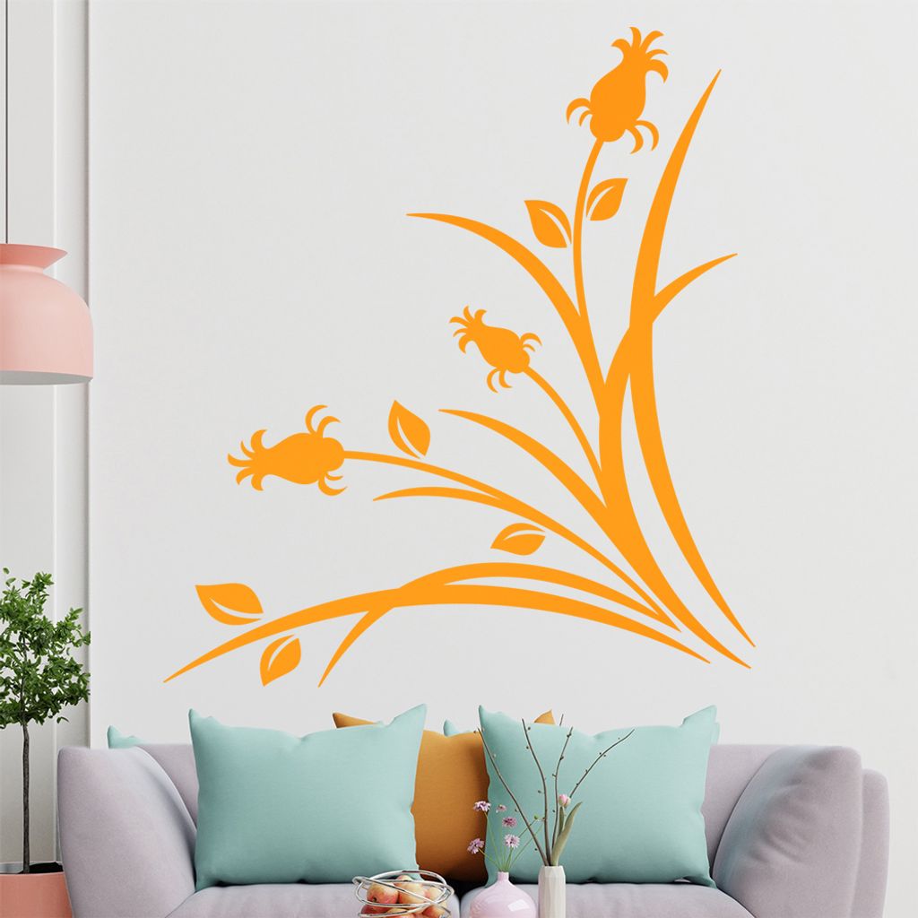Ornamente - Blumen - Blüten Wandtattoo in 6 Größen - Wandaufkleber Wall Sticker - Dekoration, Küche, Wohnzimmer, Schlafzimmer, Badezimmer