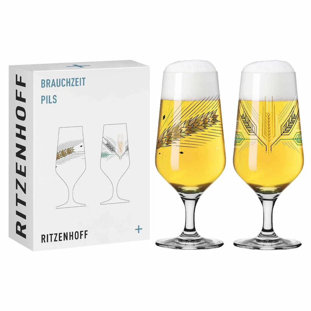 Ritzenhoff Bierglas 2er-Set Brauchzeit 003, Andreas Preis, Kristallglas, 374 ml, 3471003