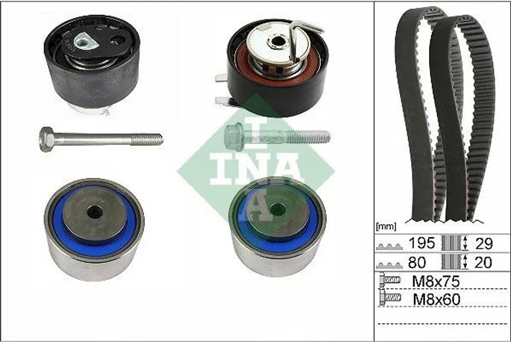 Kit de distribution avec pompe à eau INA 530 0766 10 pour moteur diesel