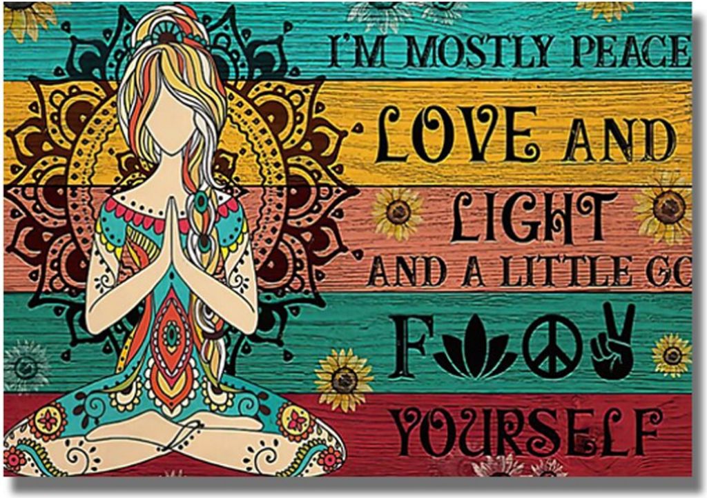 TPFLiving Kunstdruck LW-526 (OHNE RAHMEN) Poster - Leinwand - Wandbild - Hochauflösender Giclée-Druck, langlebig und hochwertig - Hippie Yoga Lei...