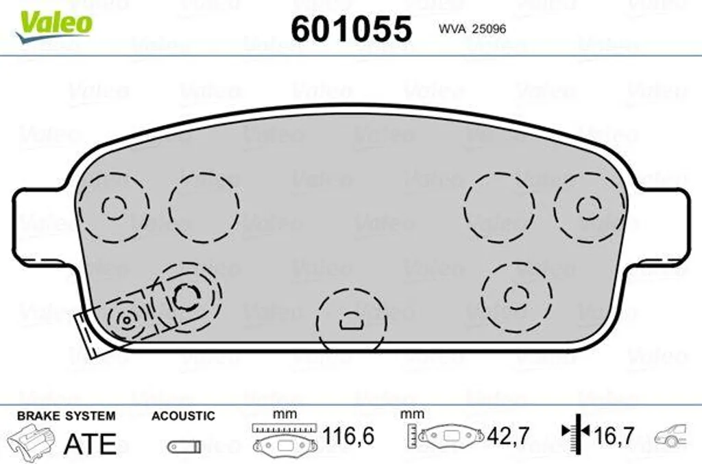 Valeo 601055 Jeu de Plaquettes de Frein à Disque OE 13411380 pour Aveo