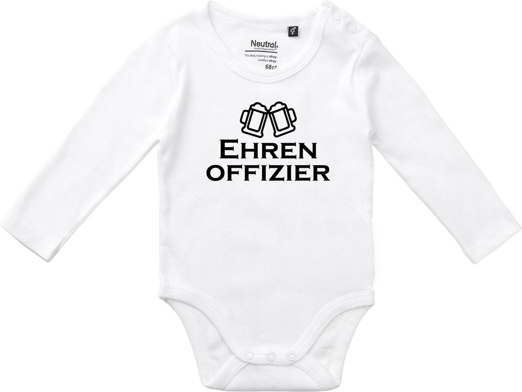 Huuraa Baby Body Ehrenoffizier Schützenfest 80 White Baumwolle Fairtrade Langarmbody Geschenkidee