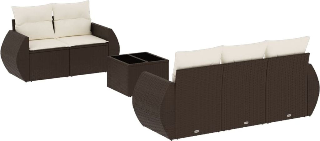 vidaXL 6-tlg. Garten-Sofagarnitur mit Kissen Braun Poly Rattan
