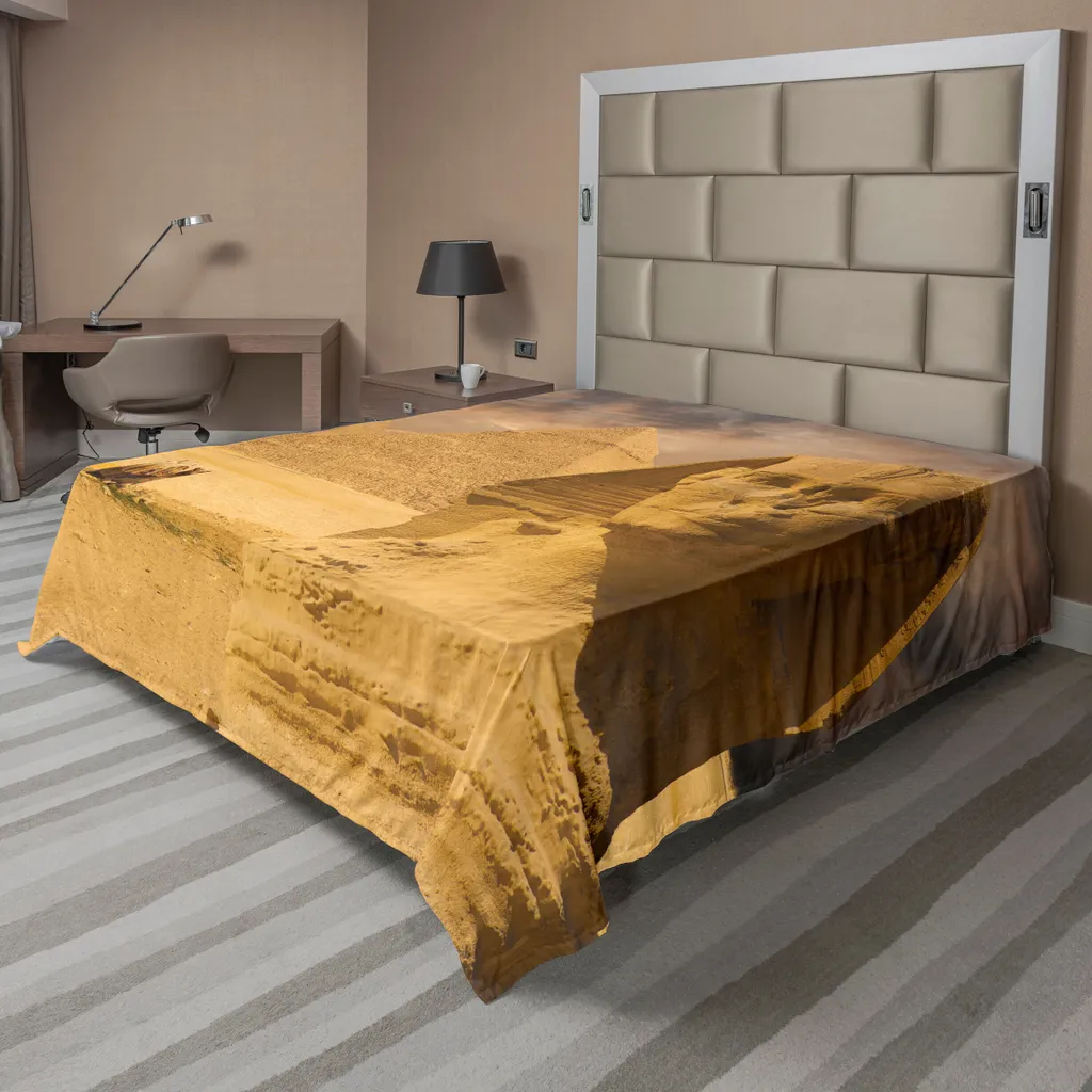 Lenzuolo ABAKUHAUS 244x205 cm Egiziano - Tessuto Morbido Sfinge e Piramidi