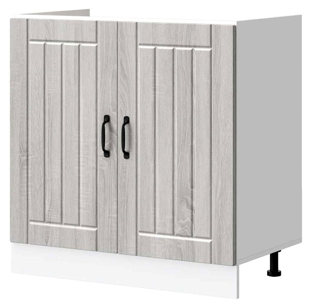Tomostar Küchenunterschrank, Unterschrank für Spüle, Küchenschrank Lucca Sonoma, grau, Holz, 80 x 46 x 81,5 cm