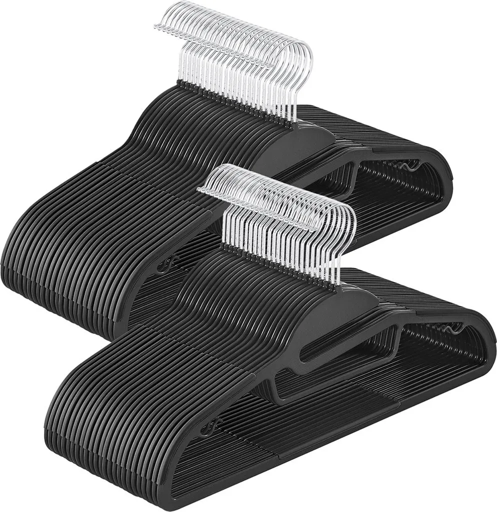Cintres Fins Antidérapants en Plastique Noir pour Gain de Place