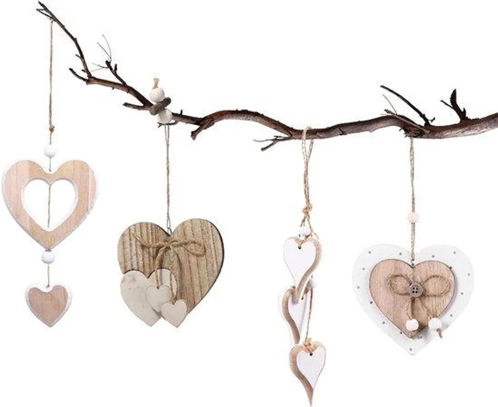 Suspension décorative en bois cœur - Déco de fenêtre pour salon cosy