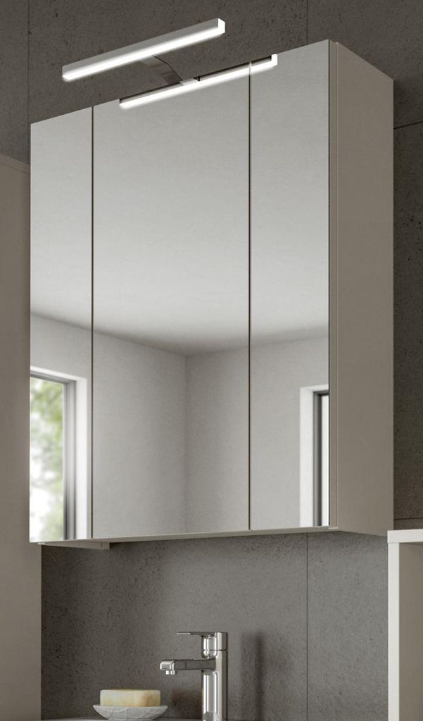 Badezimmer Spiegelschrank "Cover" in Kaschmir 60 x 70 cm Badschrank 3-türig