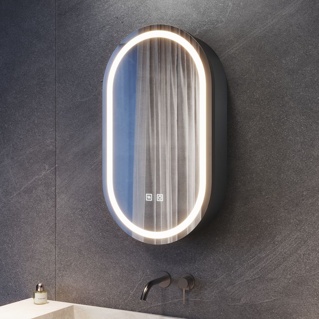 SONNI Ovaler Spiegelschrank 40x70x14cm mit Produktbild 4