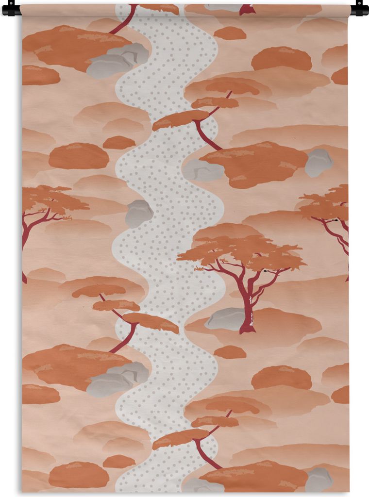 MuchoWow Wandteppich Wandbehang Garten - Japan - Muster - Asien 60x90 cm Tapisserie Dekoration Wandtuch - Foto-Teppich - Abwaschbar
