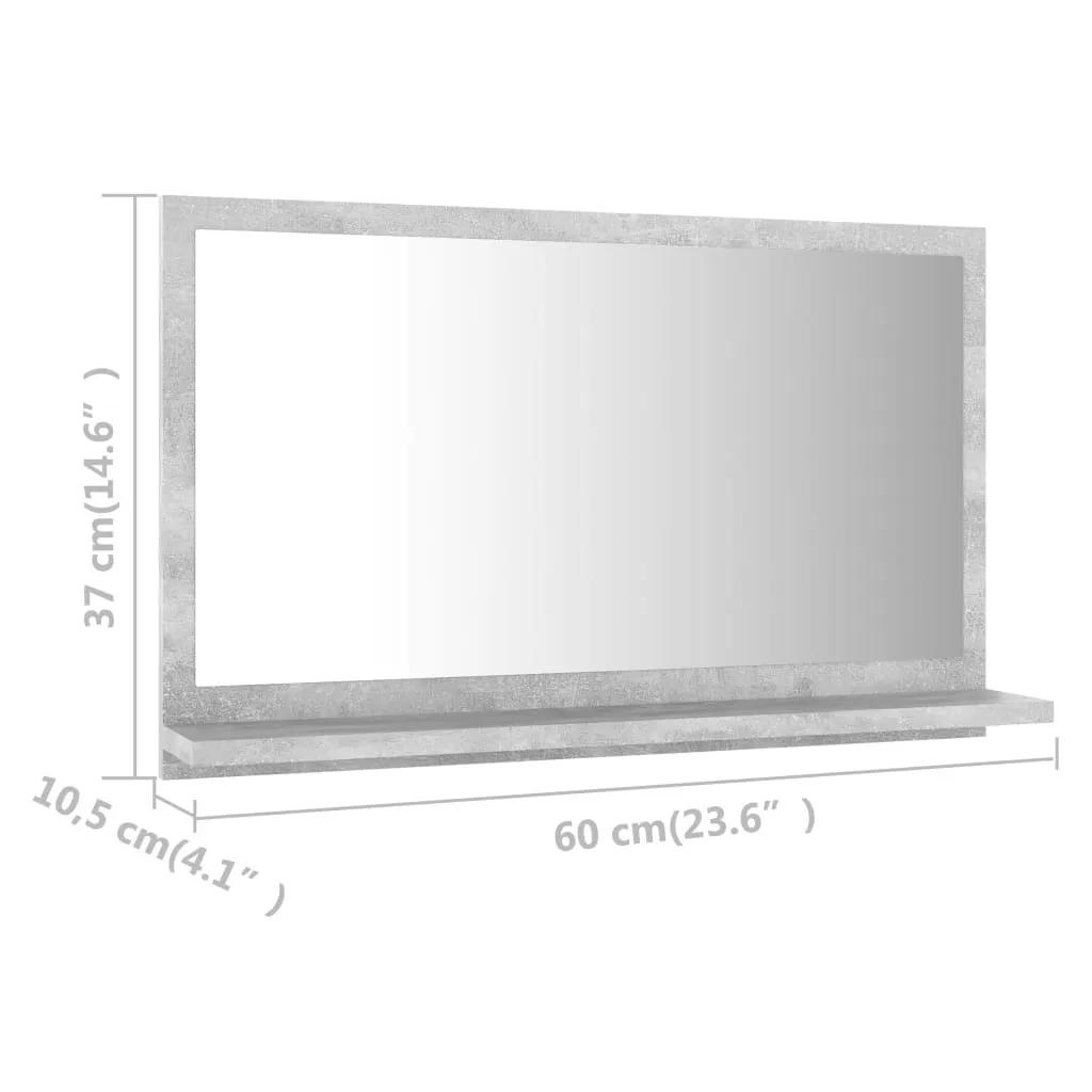 Specchio Bagno con Ripiano Grigio Cemento 60cm - The Living Store - 7