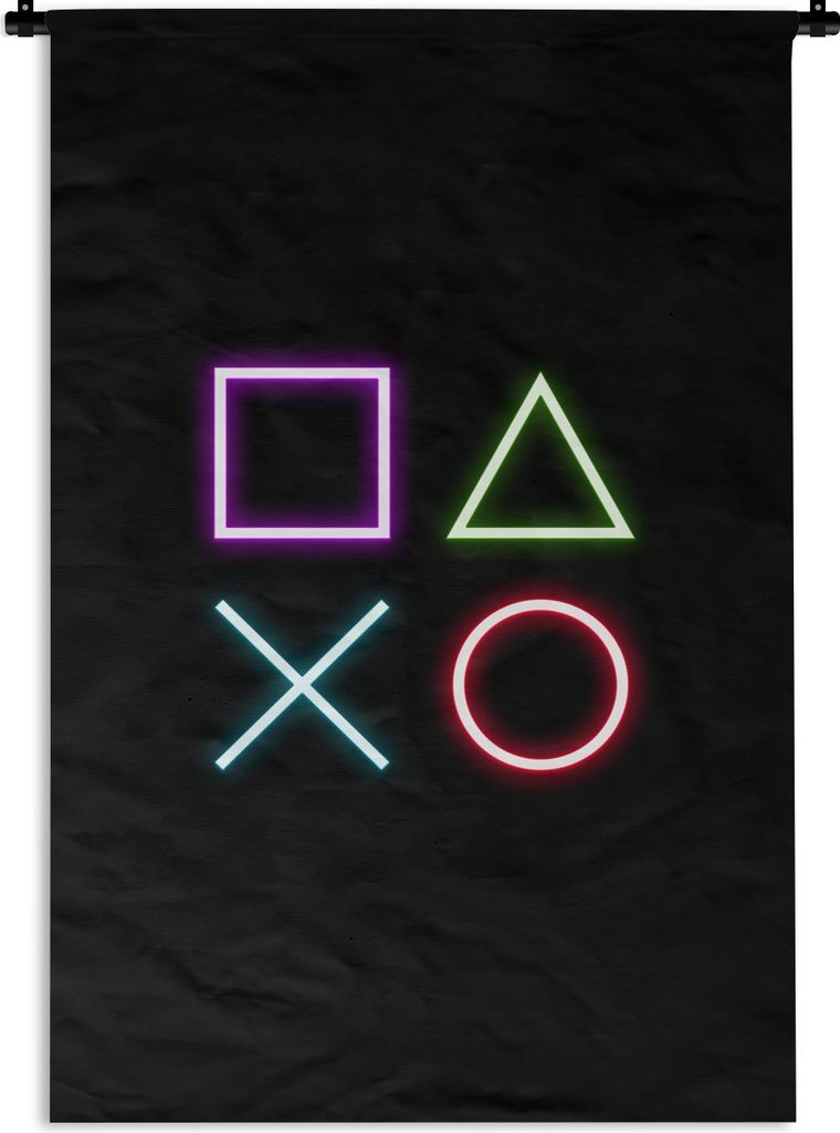 MuchoWow Wandteppich Wandbehang Gaming - Neon - Konsole - Schwarz - Controller - Gaming 60x90 cm Tapisserie Dekoration Wandtuch - Foto-Teppich - ...