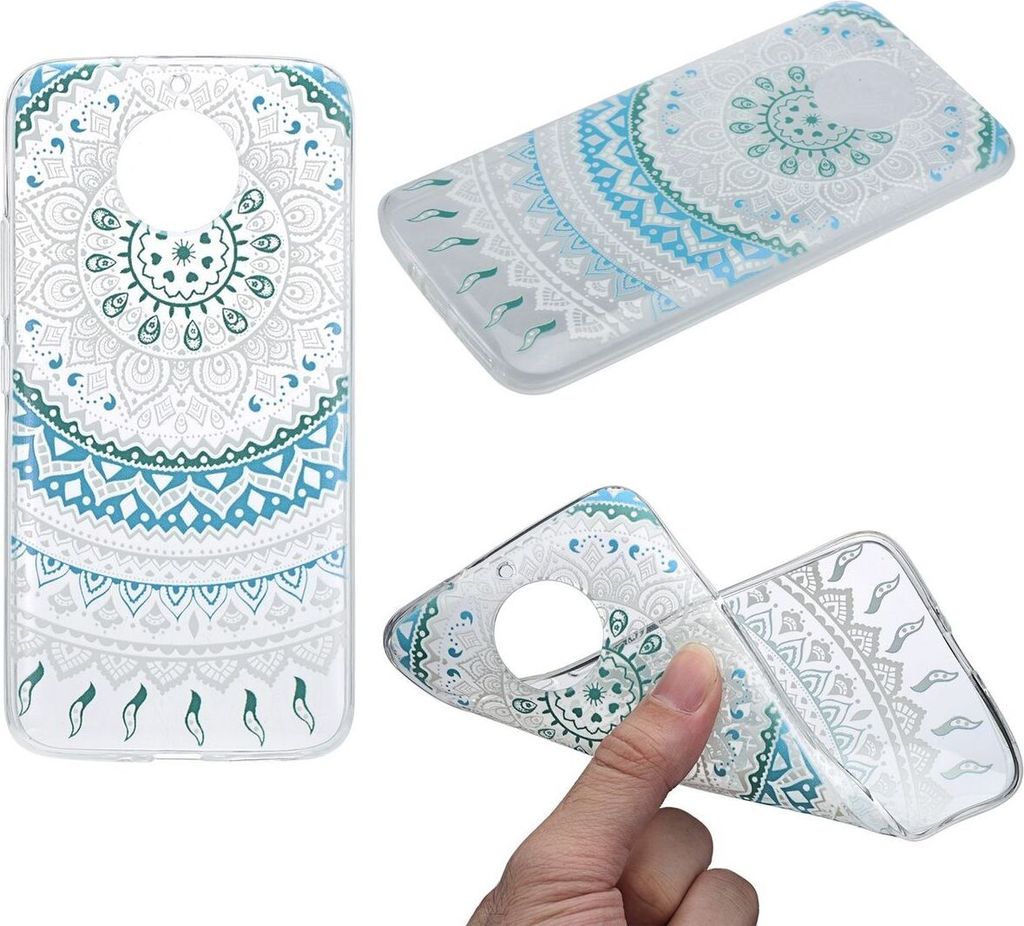 Henna Cover für Motorola Moto G5 Plus Case Schutz Hülle Silikon Sonne Blau